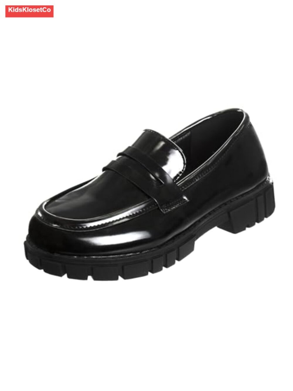 Girls Chunky Platform Loafers Faux Leather Slip On Dress School Shoes